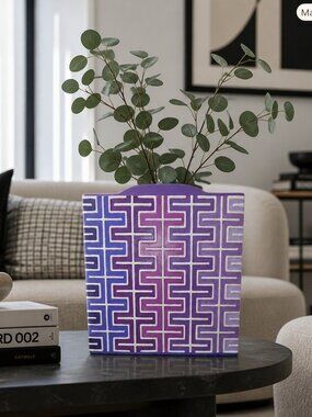 Shade of Purple One of a kind Hand Painted Embossed Jonathan Adler Designed Vase